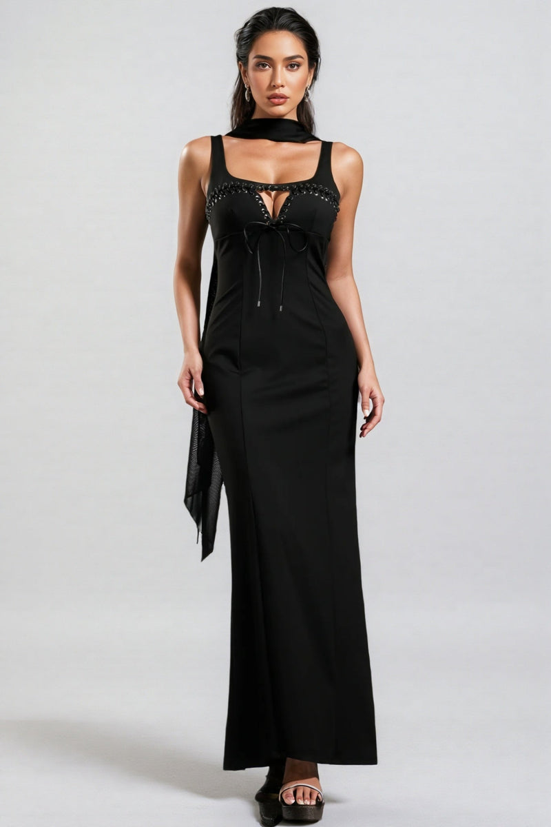 Simeon Sleeveless Ribbon Bandage Maxi Dress