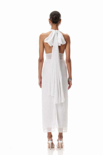 Cismaan Dot Scarf Maxi Dress