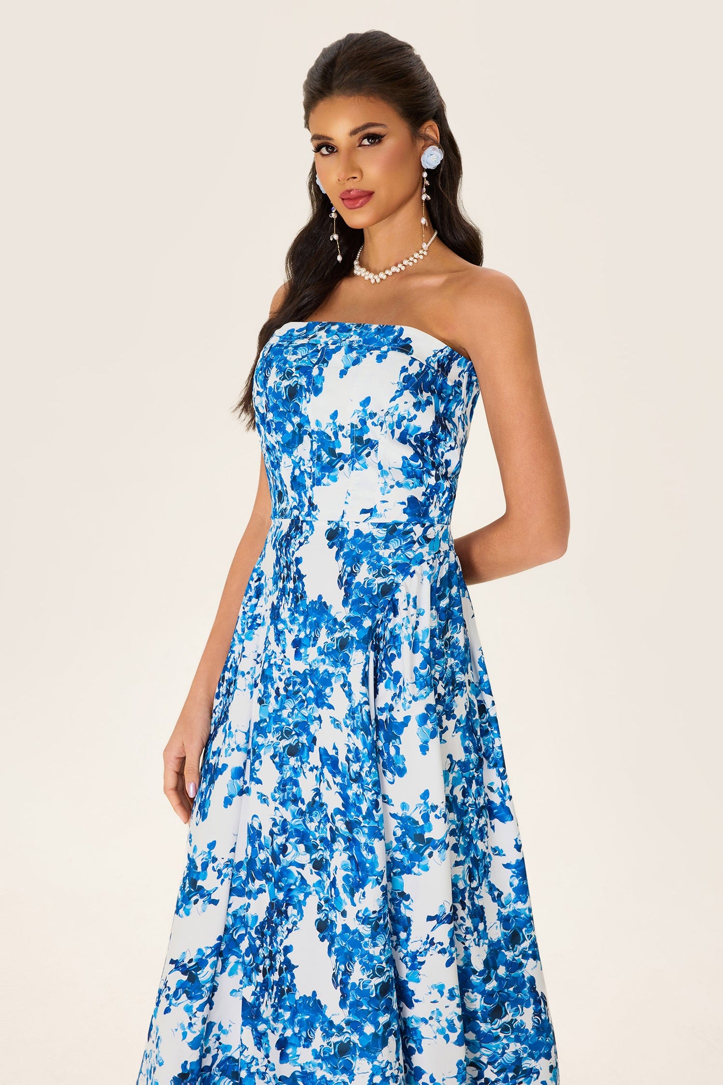Off-shoulder Sleeveless Midi Dress