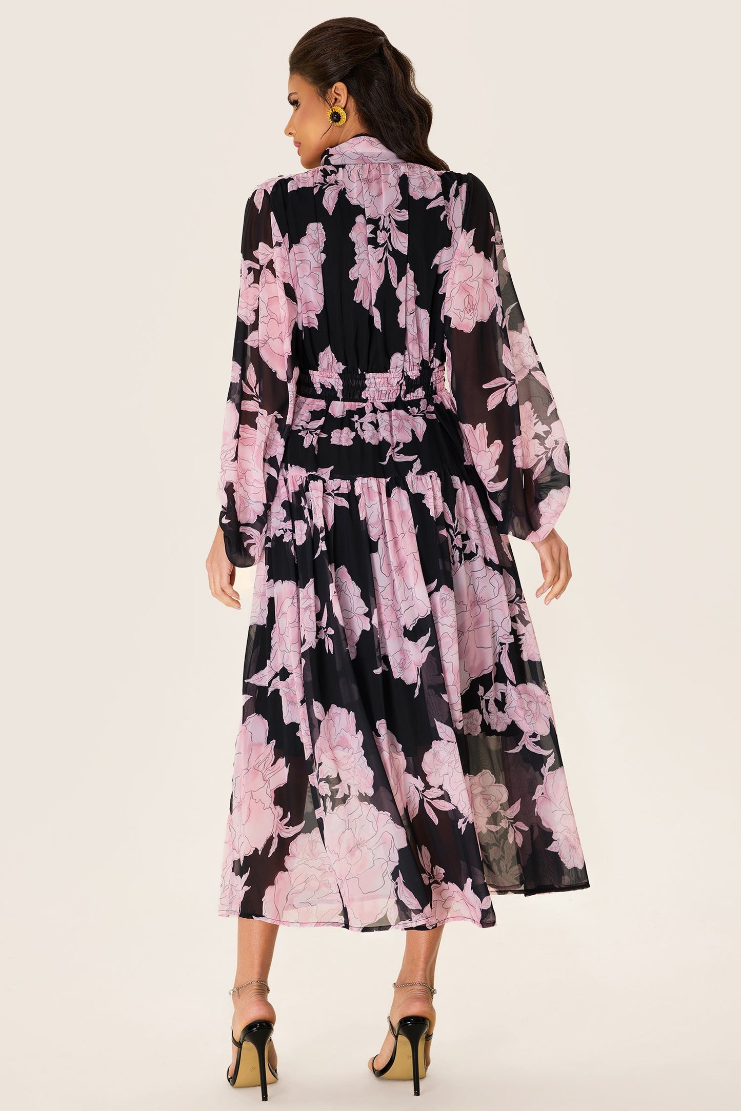 Long Sleeve Smocking Midi Dress