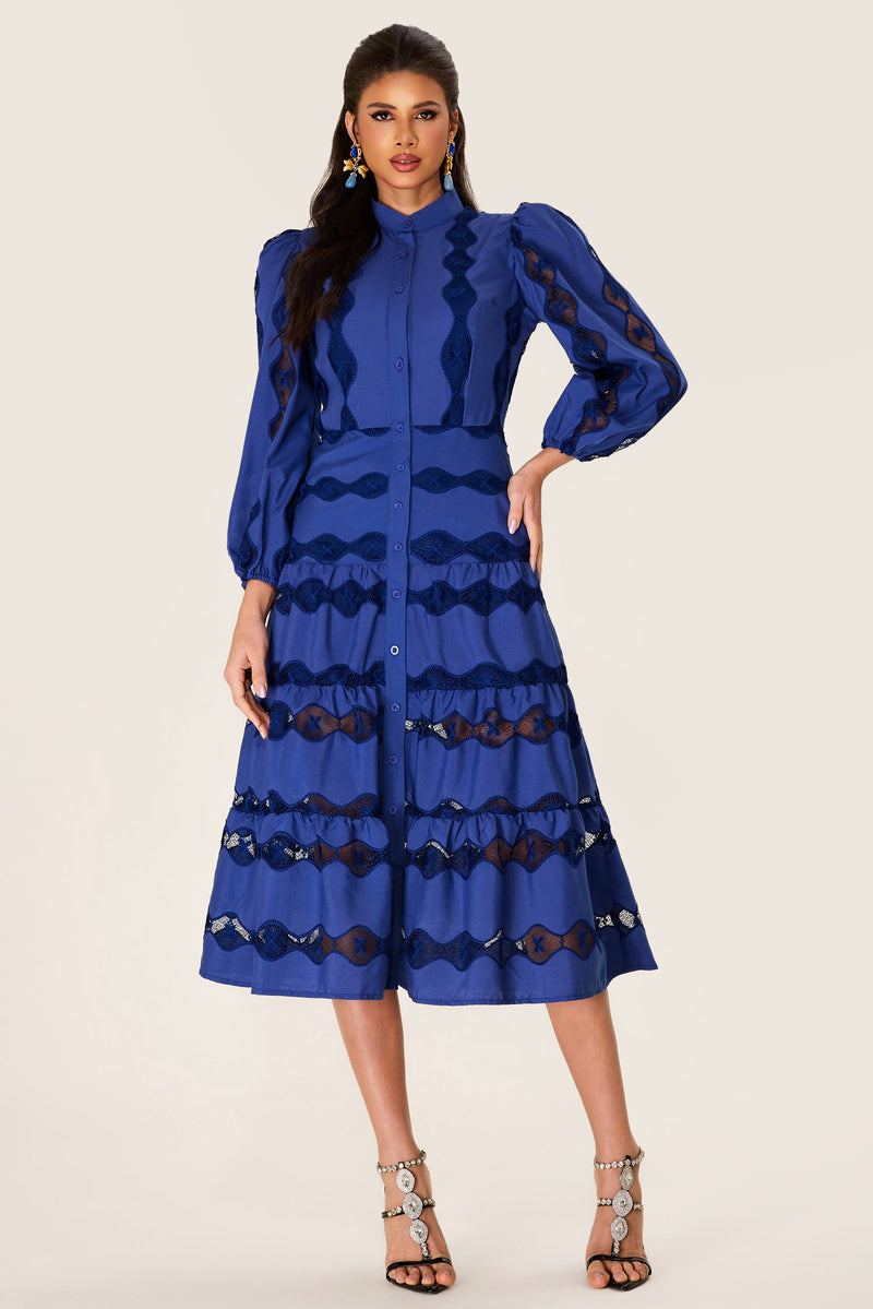 Embroidered Bottom Midi Dress