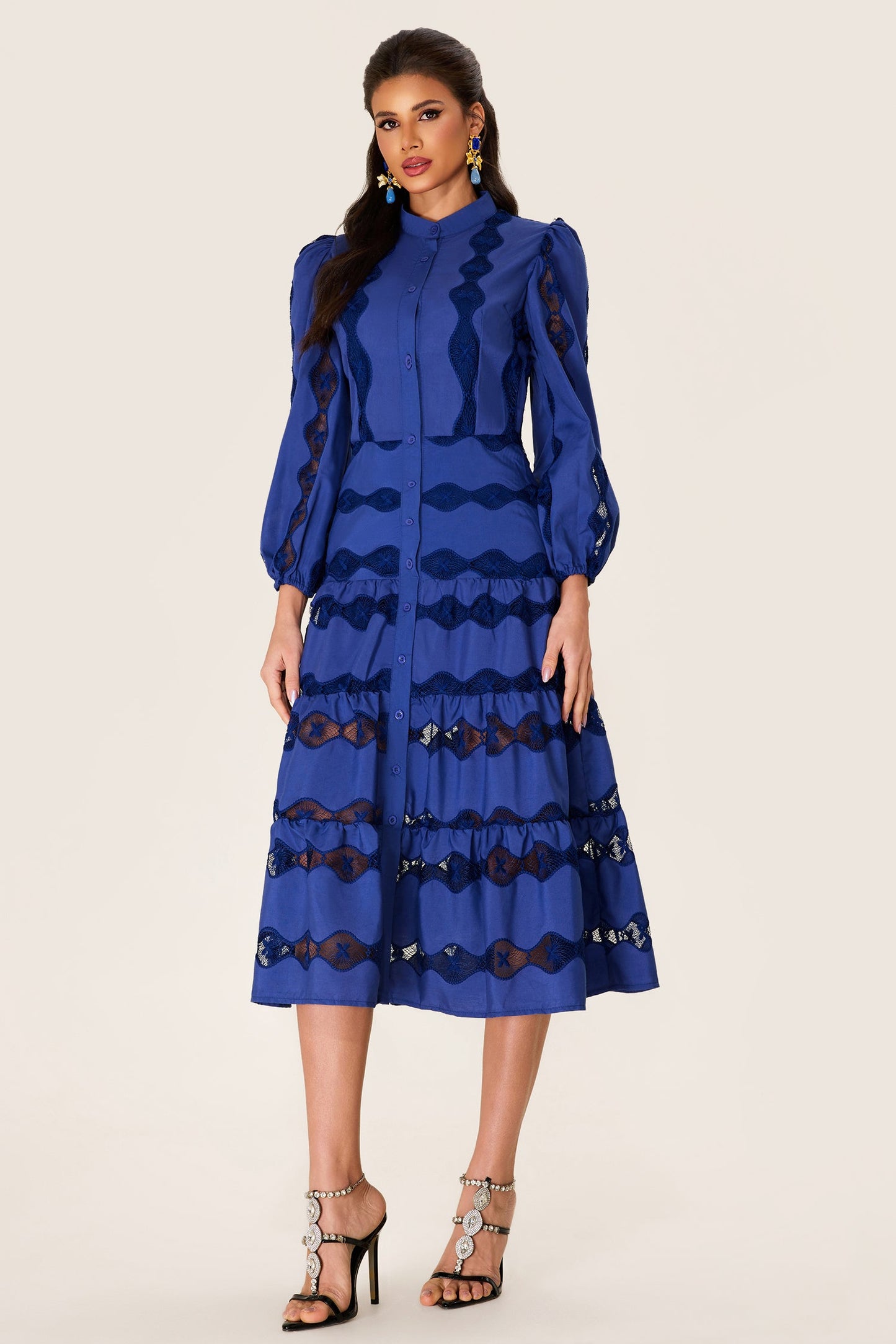 Embroidered Bottom Midi Dress