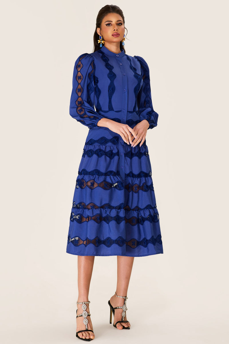 Embroidered Bottom Midi Dress