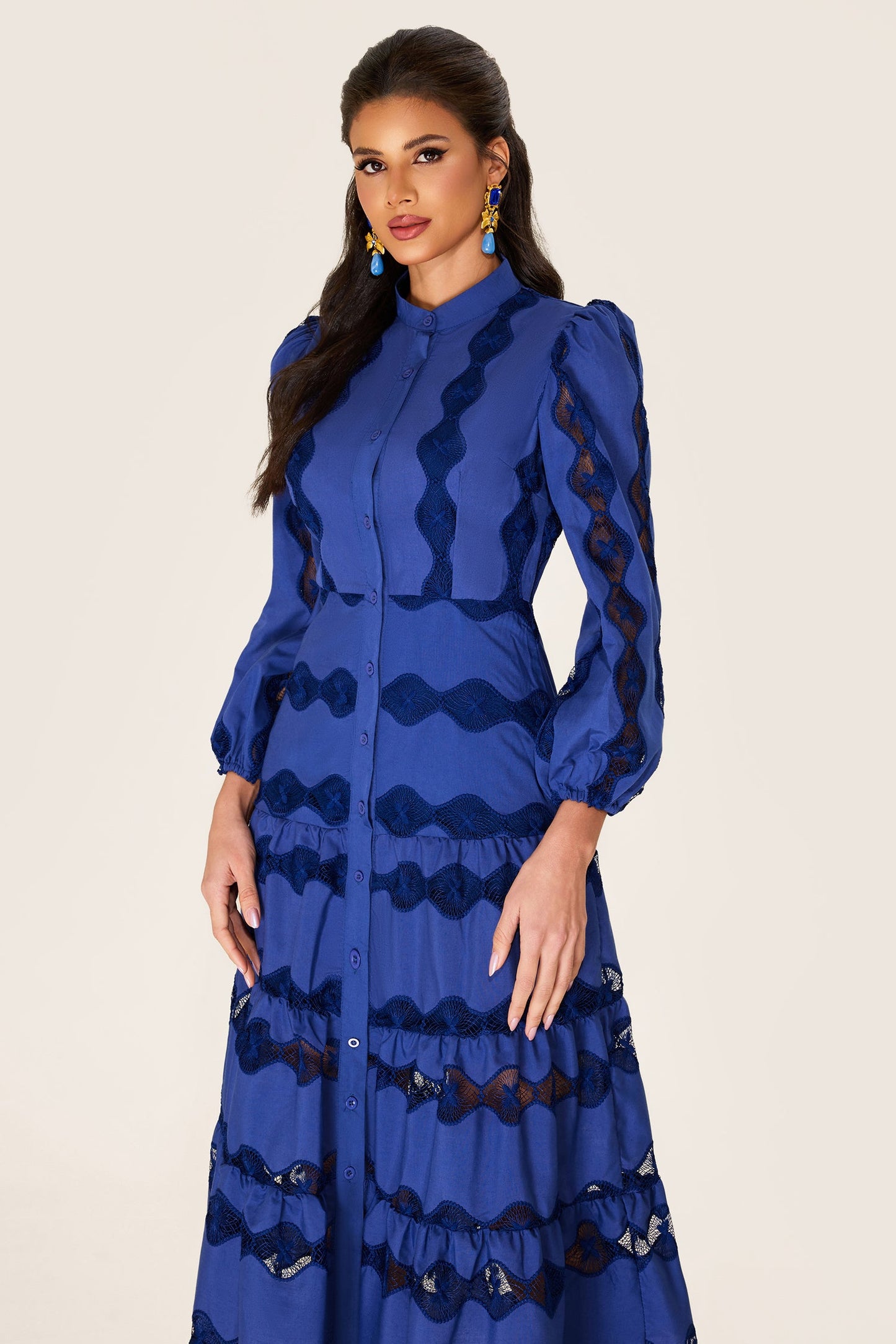 Embroidered Bottom Midi Dress