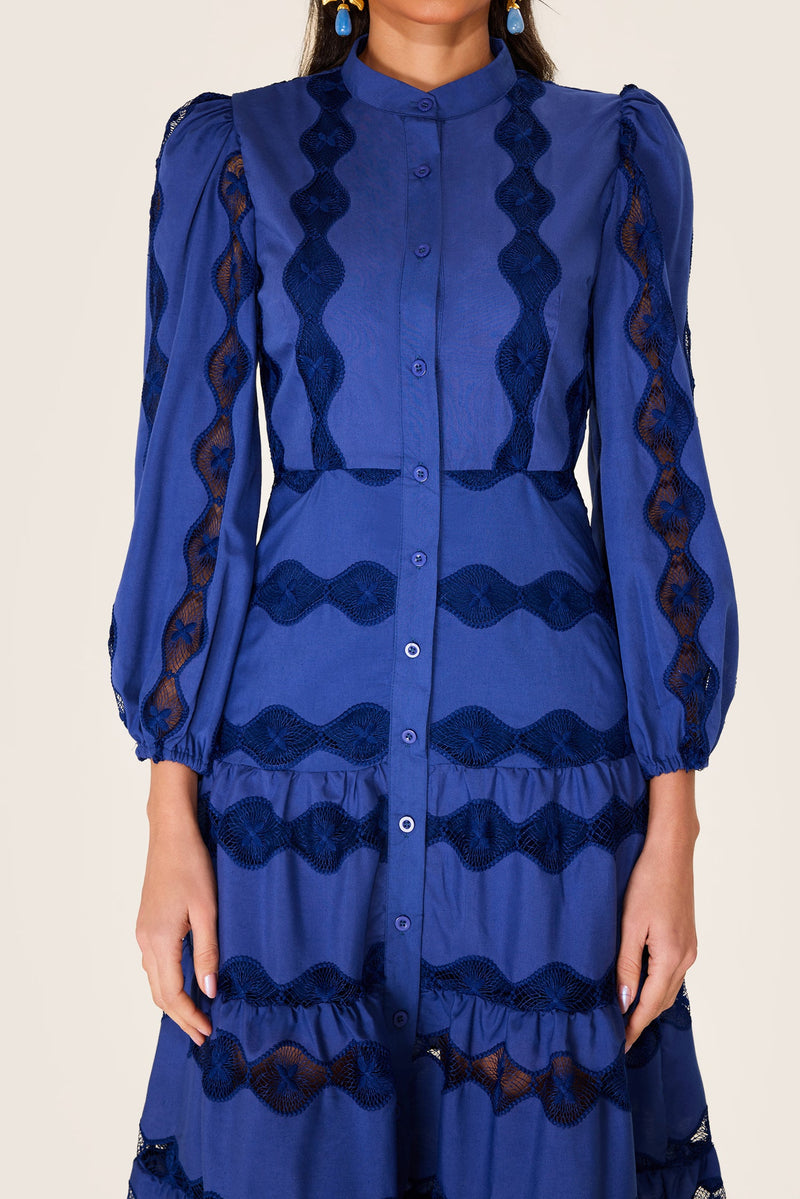 Embroidered Bottom Midi Dress