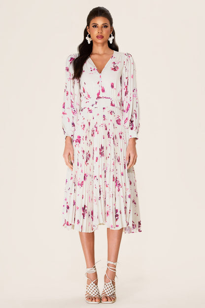 Chiffon V-neck Midi Dress