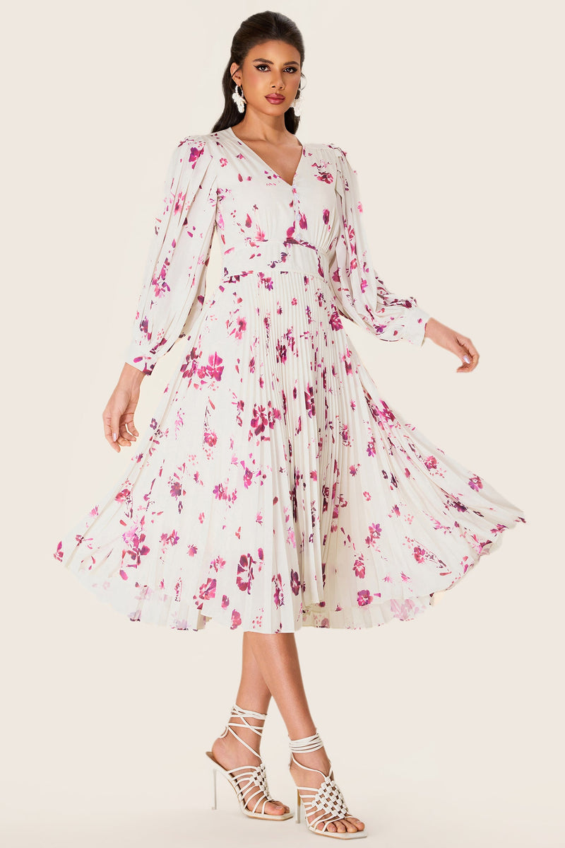 Chiffon V-neck Midi Dress