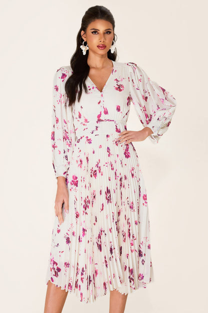 Chiffon V-neck Midi Dress