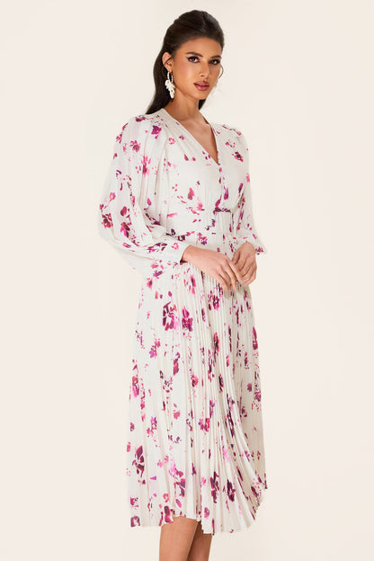 Chiffon V-neck Midi Dress