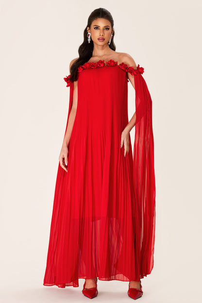 3d Off-shoulder Midi Dress