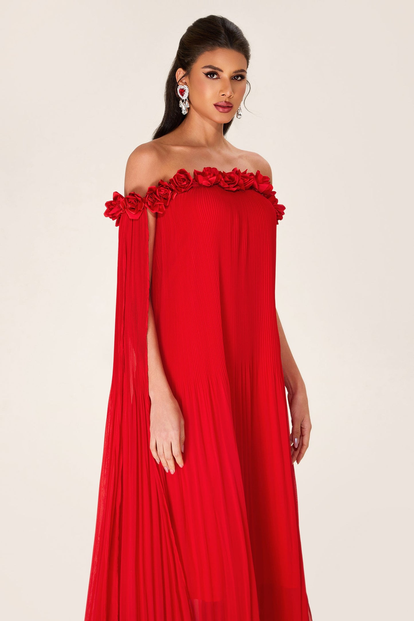 3d Off-shoulder Midi Dress