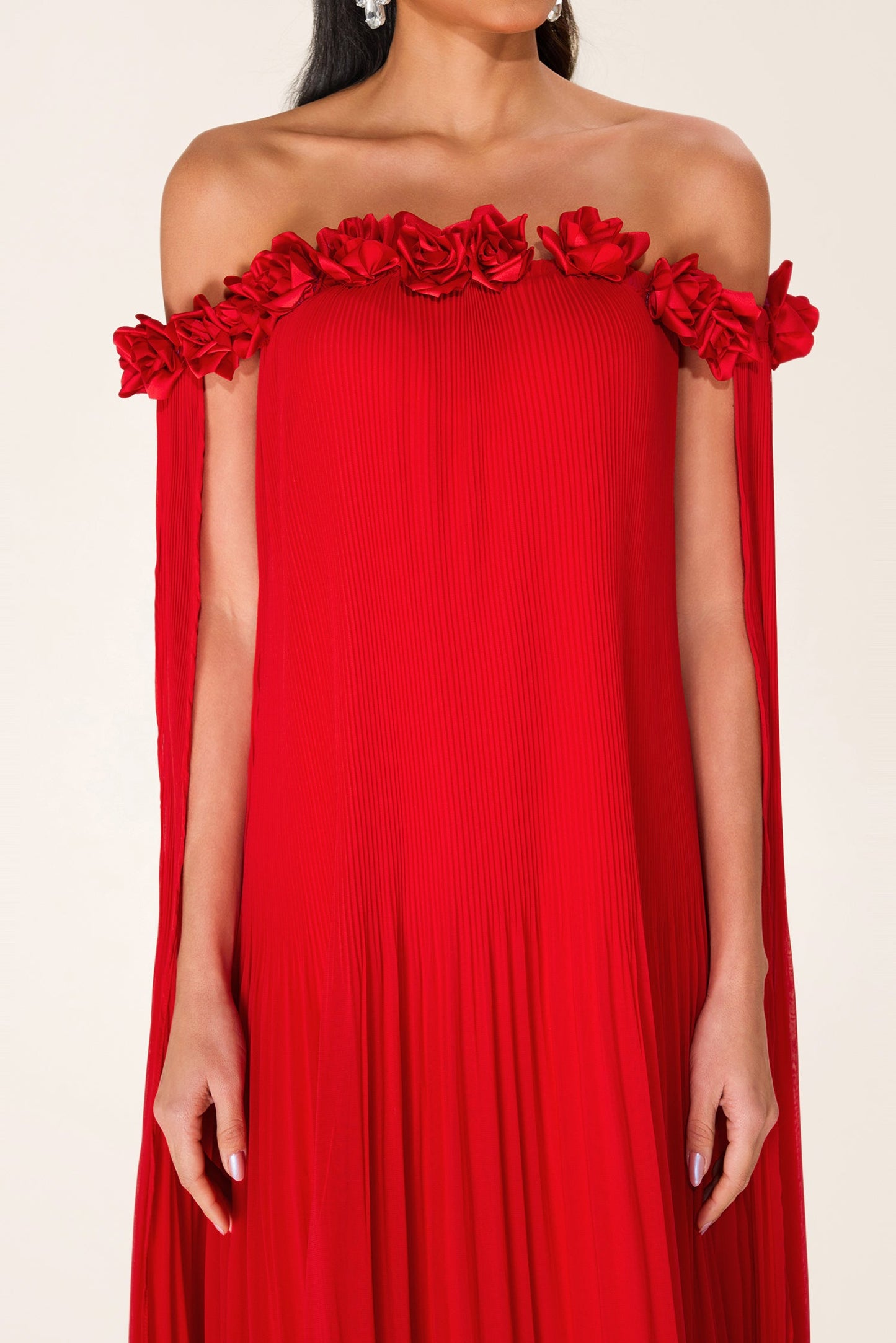 3d Off-shoulder Midi Dress