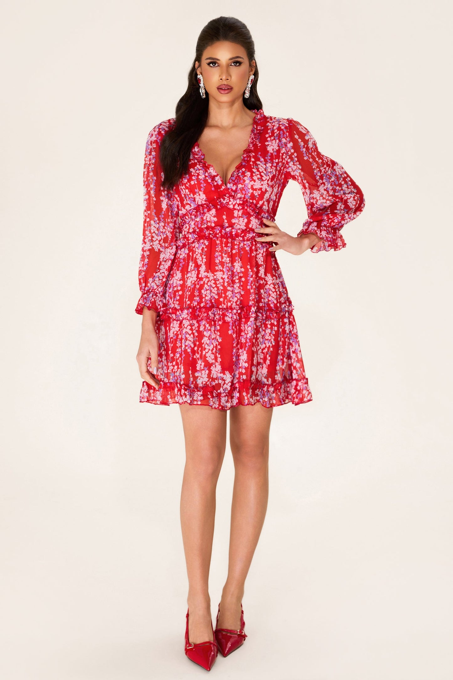 Frill Cut-out Mini Dress