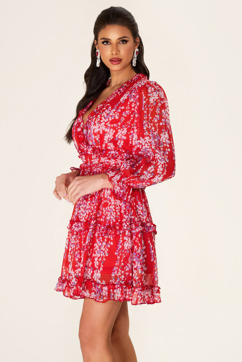 Frill Cut-out Mini Dress