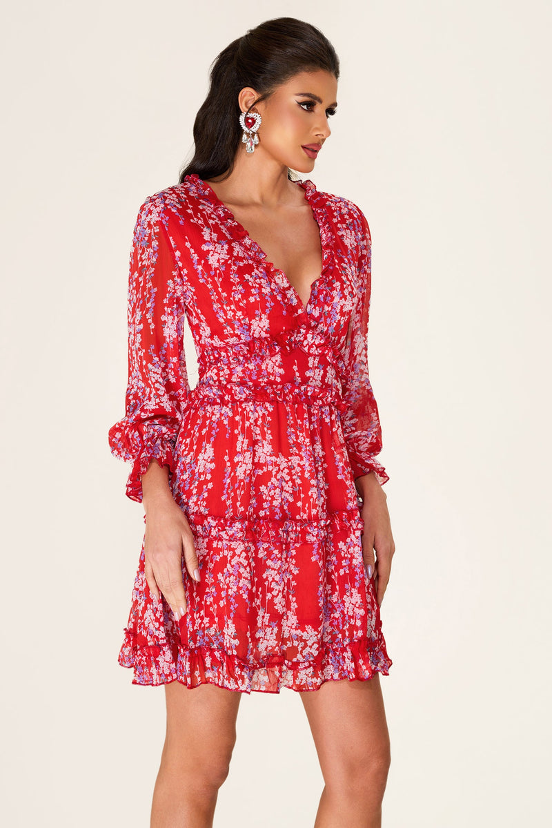 Frill Cut-out Mini Dress