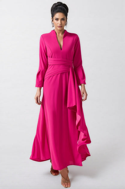 Indra Pleated Split Midi Dress