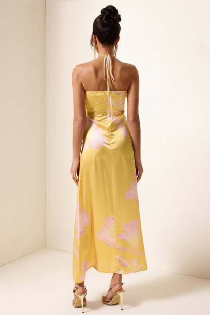 Satin Halter Neck Midi Dress