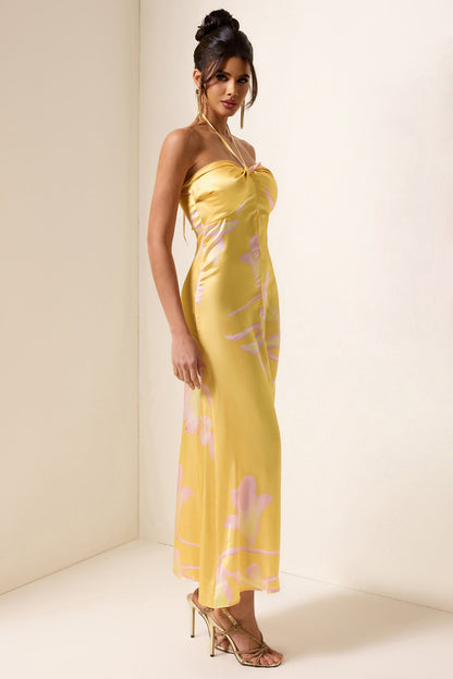 Satin Halter Neck Midi Dress