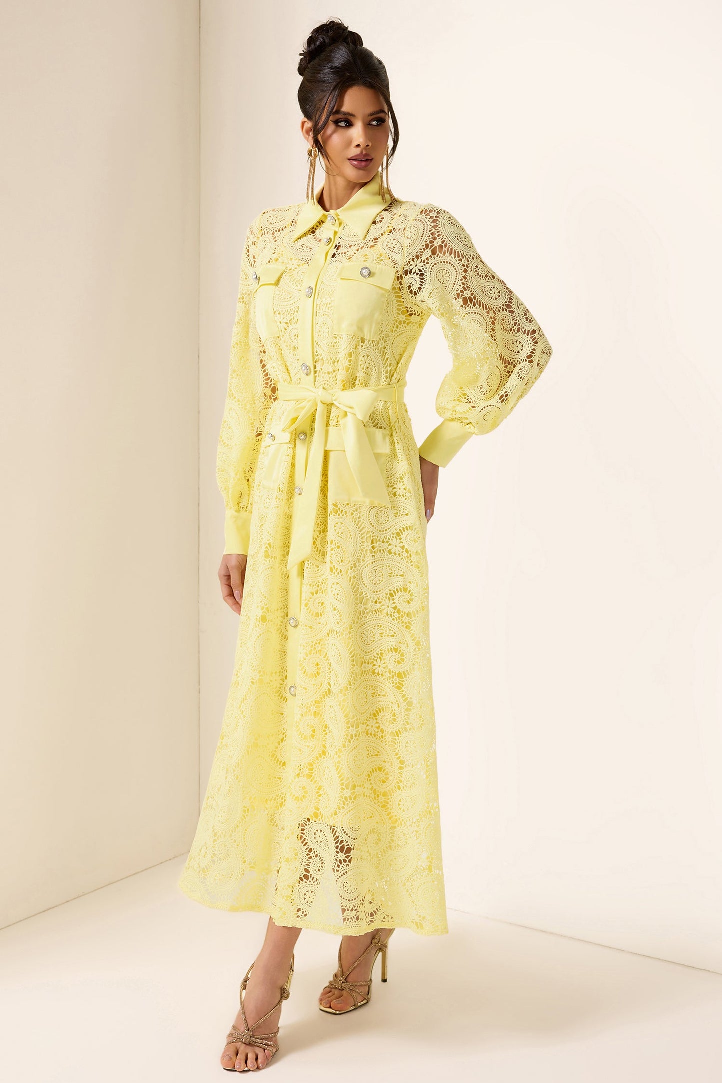 Embroidered Pocket Midi Dress