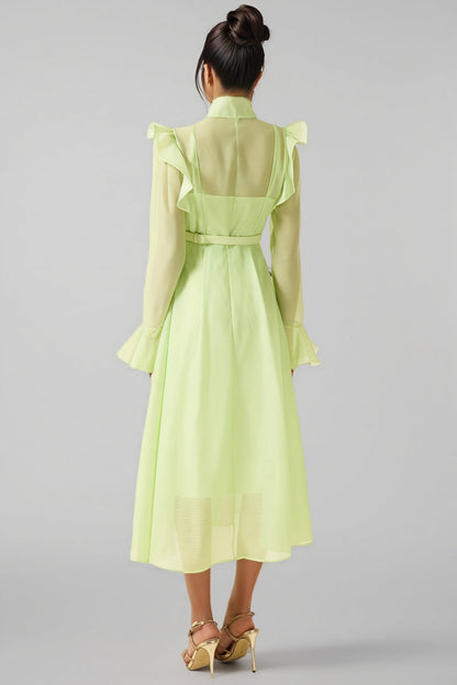 Vareka Green 3d Frill Midi Dress
