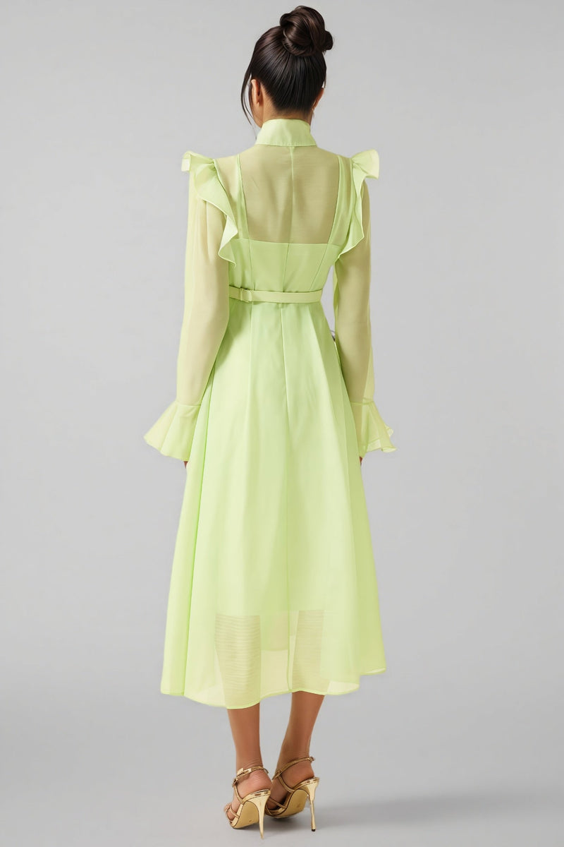 Vareka Green 3d Frill Midi Dress