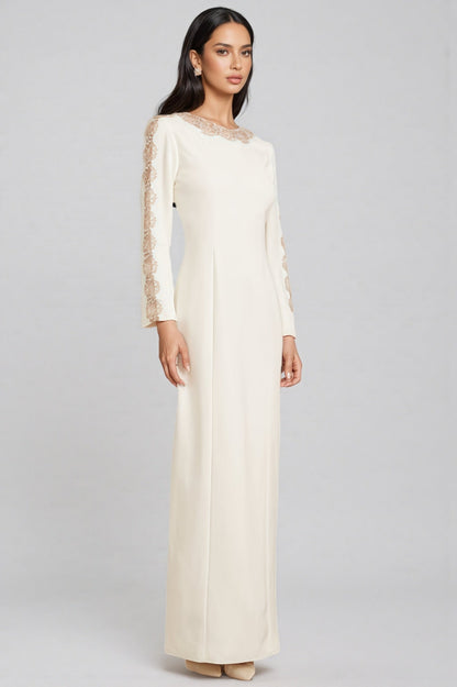 Esmed White Beaded and Diamond Maxi Dress