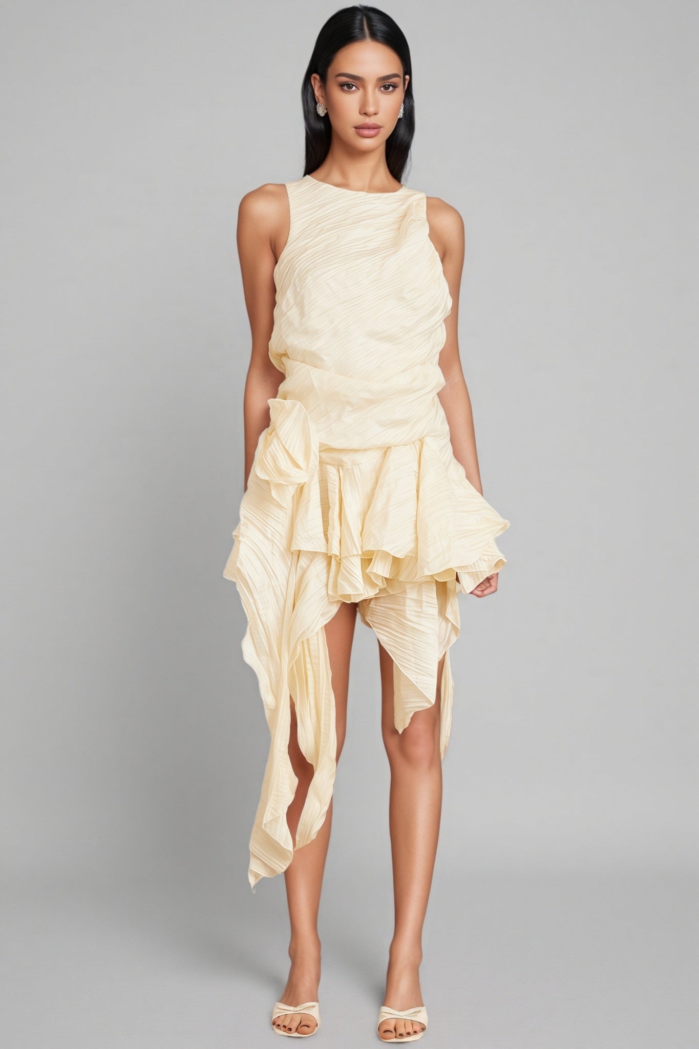 Aella 3d Irregular Ruffle Mini Dress