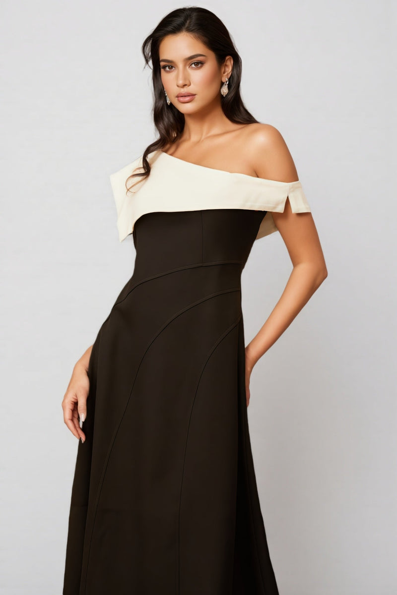 Felicie Color Block Asymmetrical Midi Dress