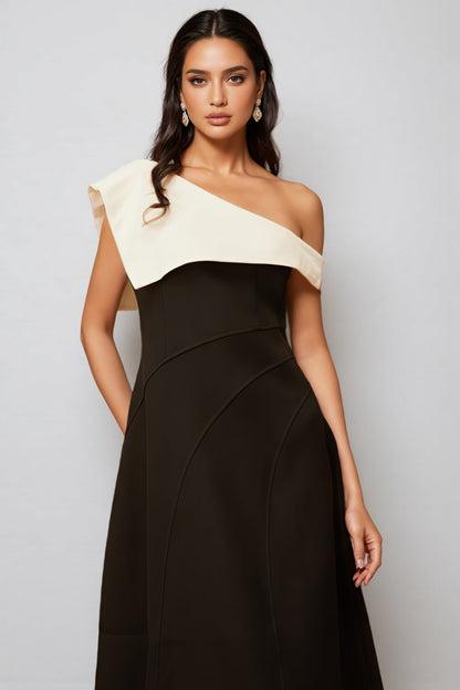 Felicie Color Block Asymmetrical Midi Dress