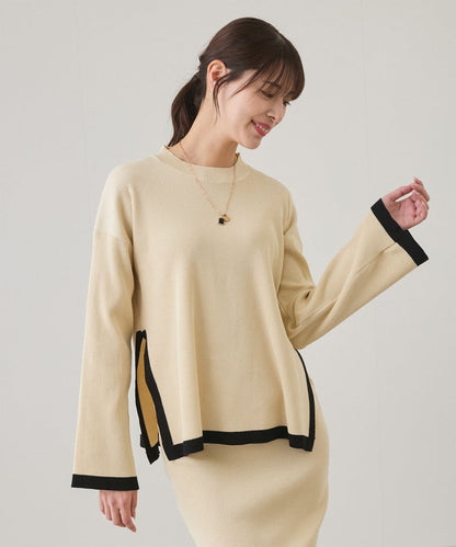 Apricot - Contrast Round-neck Two Piece Set