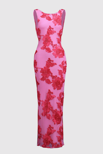 Barbara Applique Mesh Maxi Dress