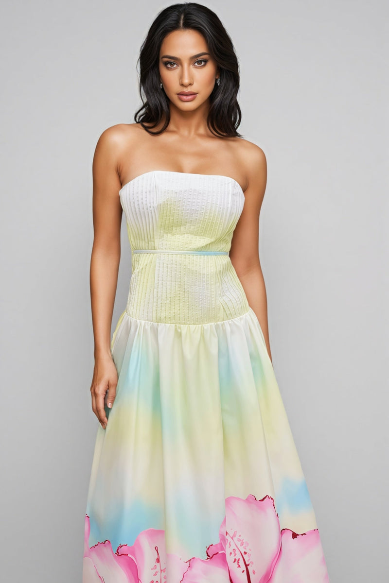 Rexor Strapless Print Maxi Dress