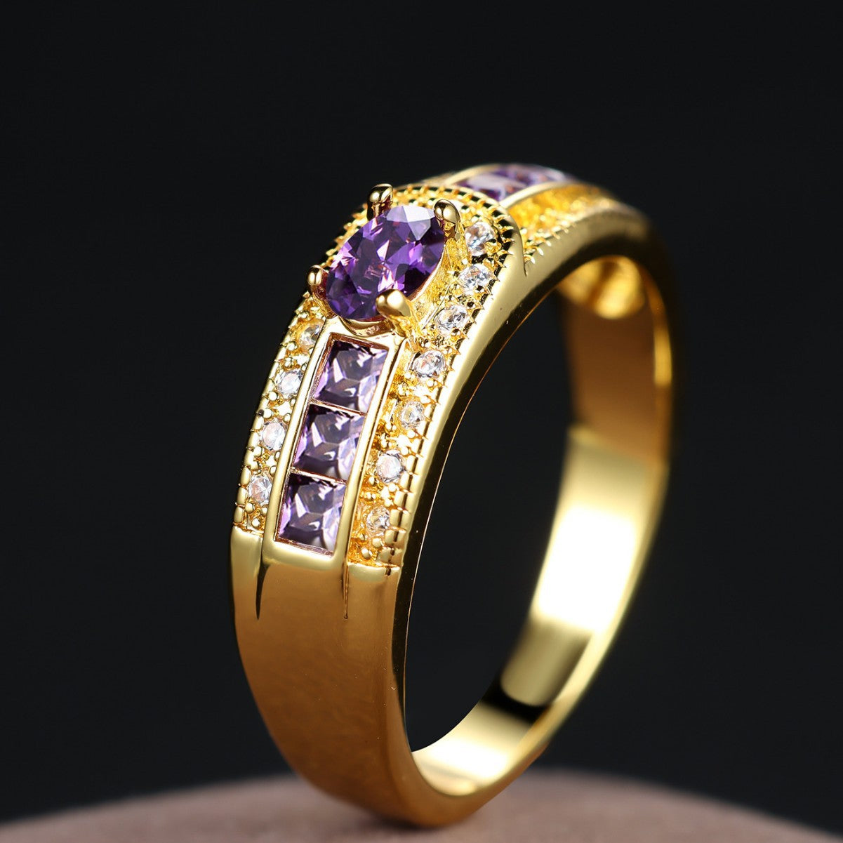 Elegant Amethyst Gold Ring