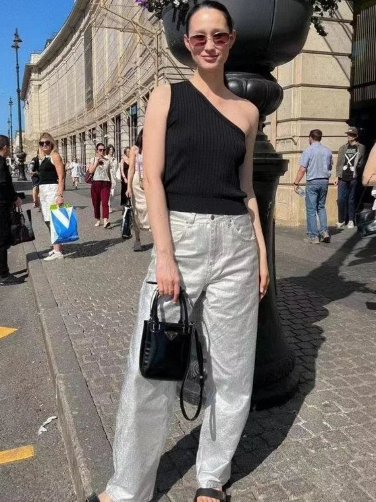 Loose Pu Pants High Waist Pockets Woman Autumn Winter New Baggy Bottoms Femme