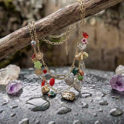 Vintage Heart Shaped Lock Tassel Pendant Necklace