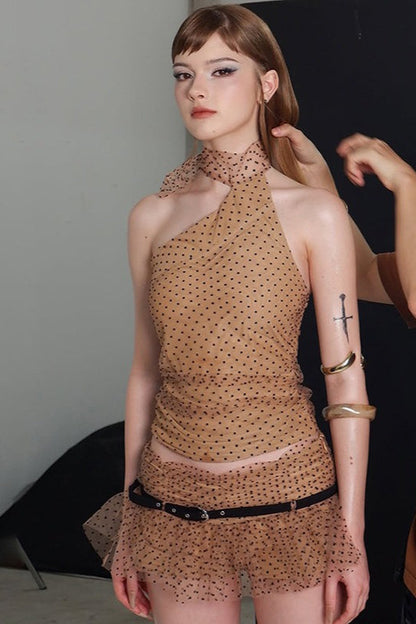 Halter Crop Top Two Pieces Set