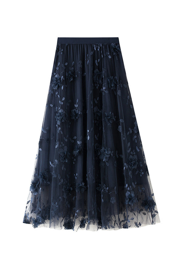 Mesh Embroidery Heavy Industry Skirt Large Size Gauze Skirt