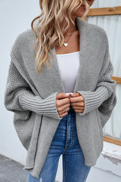 Color Dolman Sleeve Knitted Cardigan