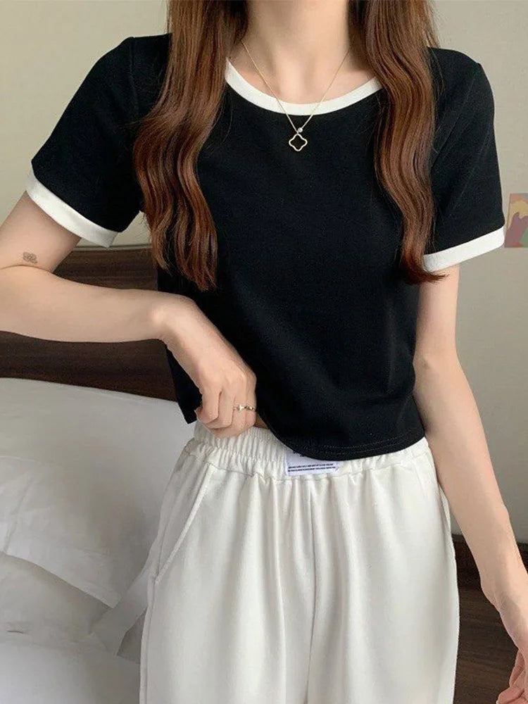 Brand New ’s T-shirt O-neck Short Tee T-shirt Woman T Shirt Tops Tees Slim Bottom Young Style Shirts for Female