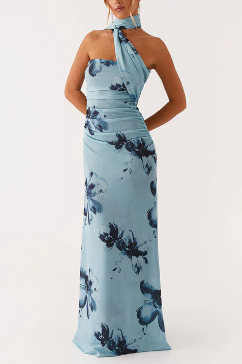 Moxidress Strapless Tube Print Bodycon Maxi Dress