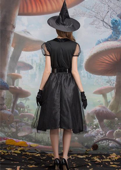 Midnight Enchantress - ’s Black Witch Costume Dress With Hat and Accessories