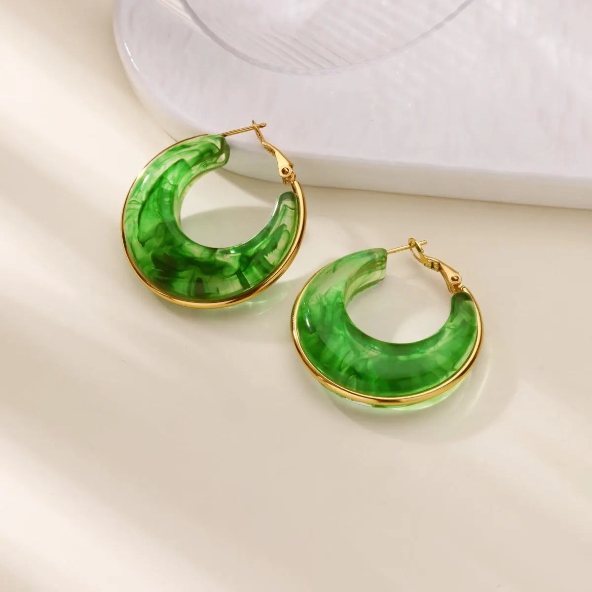 Emerald Hoop Earrings