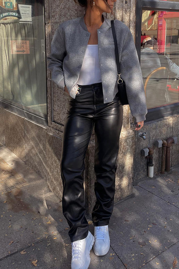 Knitted Baseball Shirt Loose Cardigan Jacket