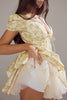 Buttercup Print Pleated Cotton Mini Dress