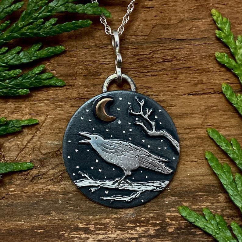 Moonlit Raven Necklace