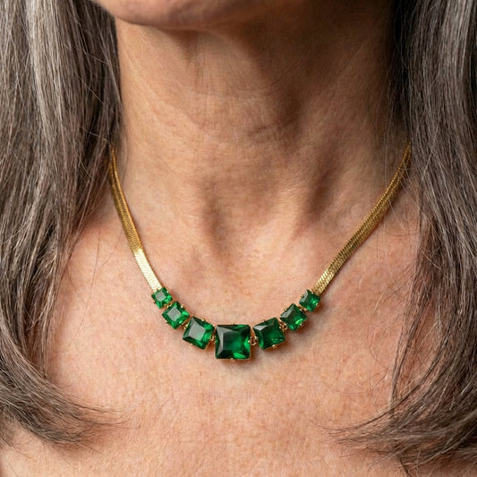 Vintage Green Crystal Zircon Necklace