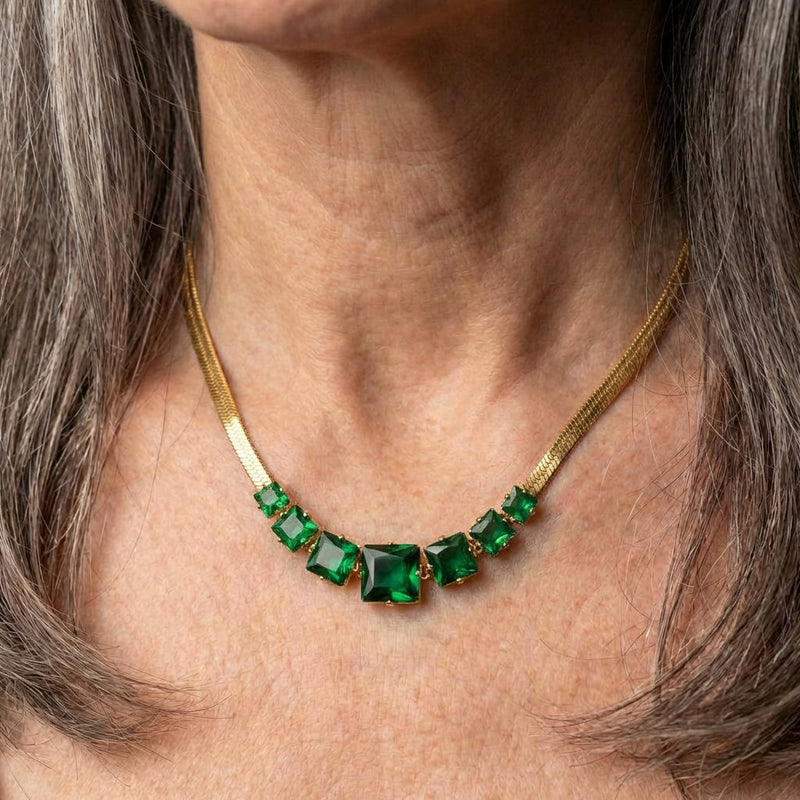 Vintage Green Crystal Zircon Necklace