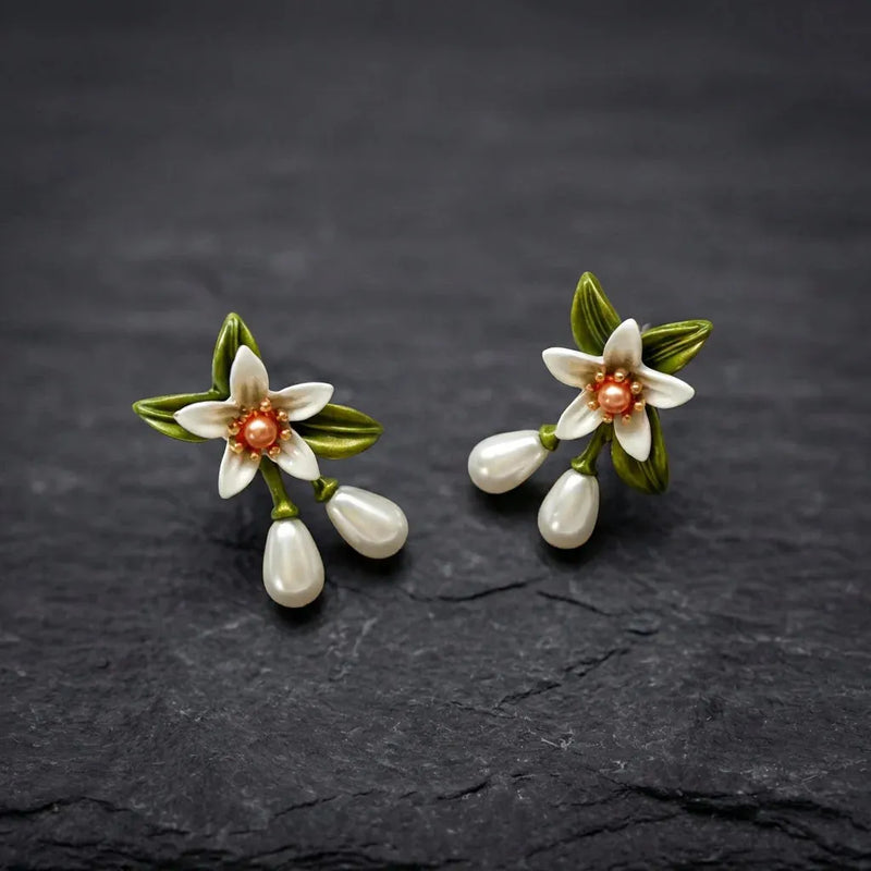 Botanical Pearl Drop Earrings