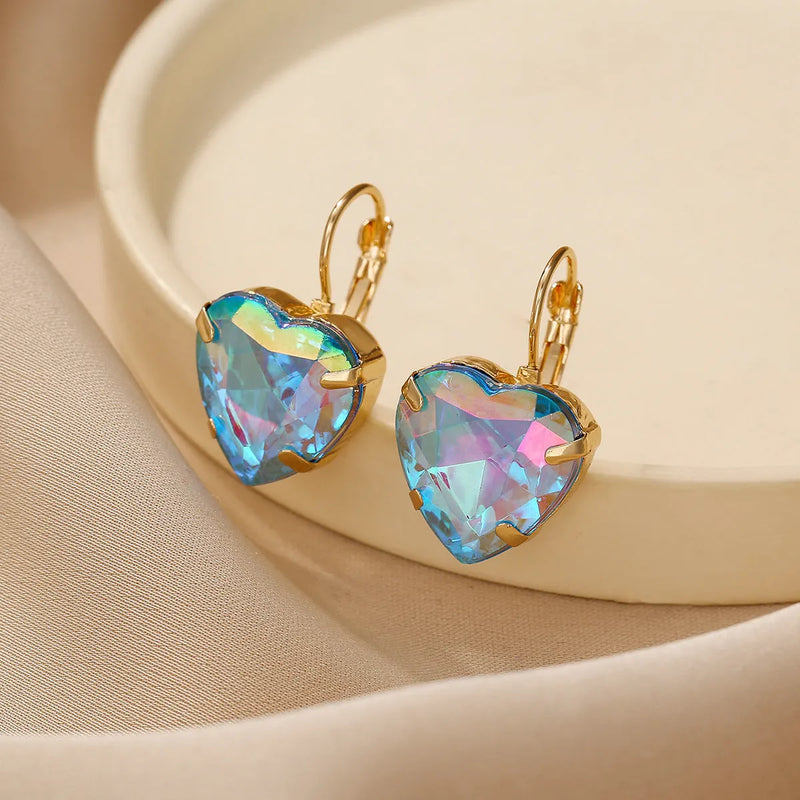 Rainbow Crystal Heart Earrings