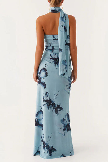 Moxidress Strapless Tube Print Bodycon Maxi Dress